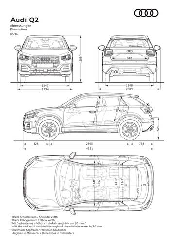 Audi Q2 2016 rozměry