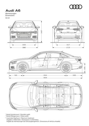 Audi A6 C8 4K 2018 rozměry