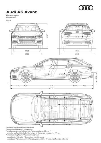 Audi A6 Avant kombi C8 4K 2018 Abmessungen