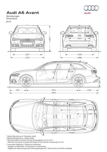 Audi A6 Avant facelift C7 2015 dimensioni