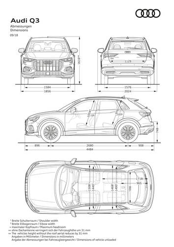 Audi Q3 F3 2018 rozměry