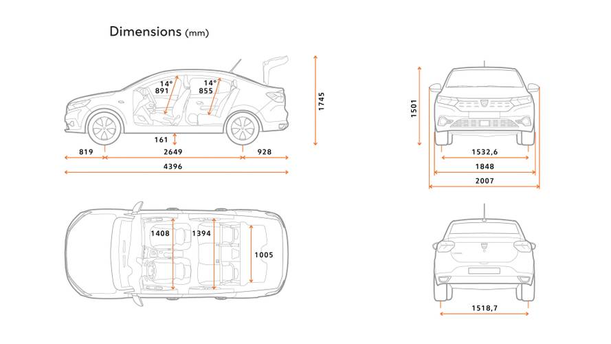 Dacia Logan 2020 Abmessungen