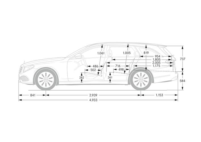 Technische Daten und Abmessungen Mercedes-Benz E S213 2016