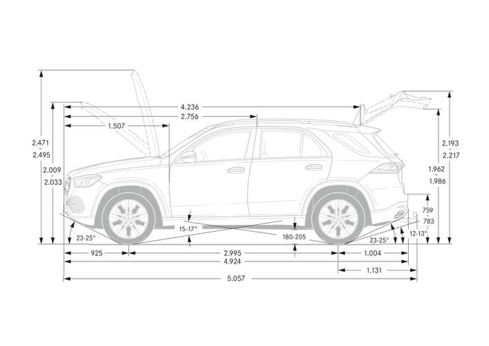 Mercedes Benz GLE V167 2019 dimensões