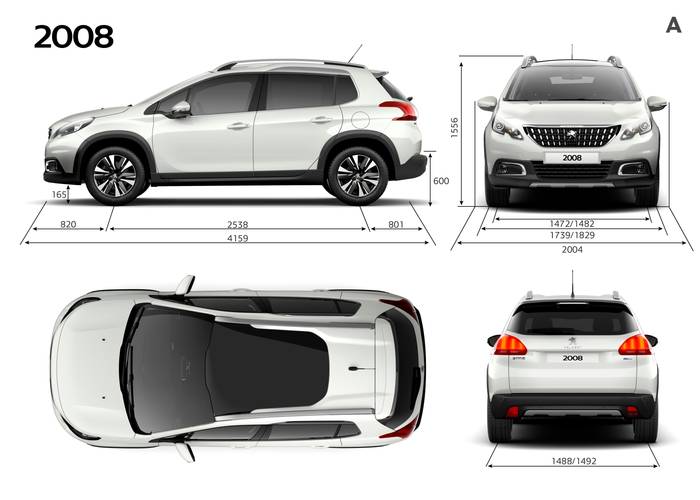 Technische gegevens, parameters en afmetingen Peugeot 2008 A94 facelift 2017