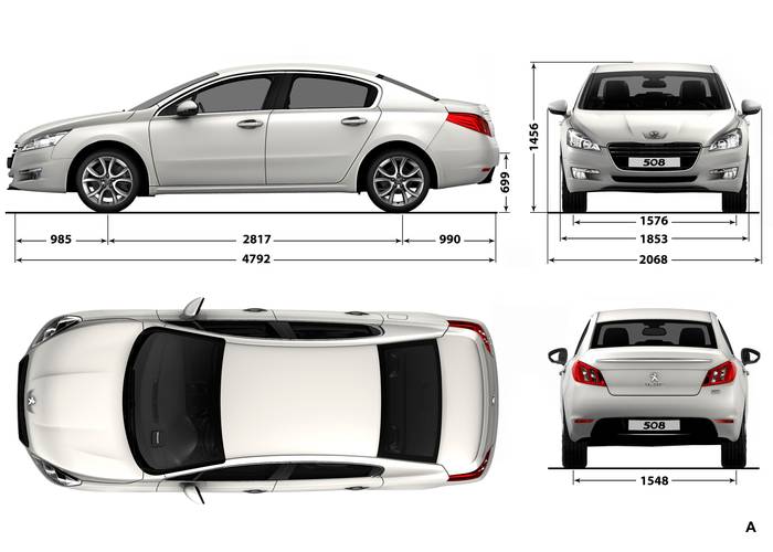 Fiches techniques, spécifications et dimensions Peugeot 508 2011