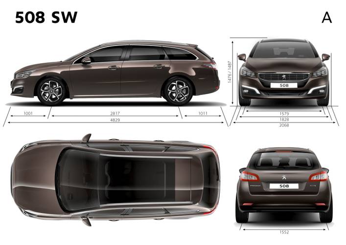 Technical data, specifications and dimensions Peugeot 508 SW facelift 2014