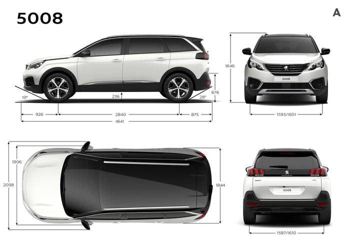 Technische Daten und Abmessungen Peugeot 5008 T87 2017