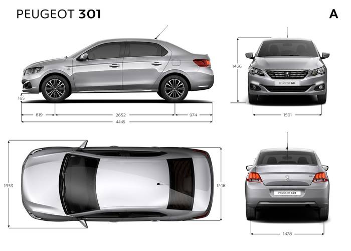 Datos técnicos y dimensiones Peugeot 301 facelift 2017
