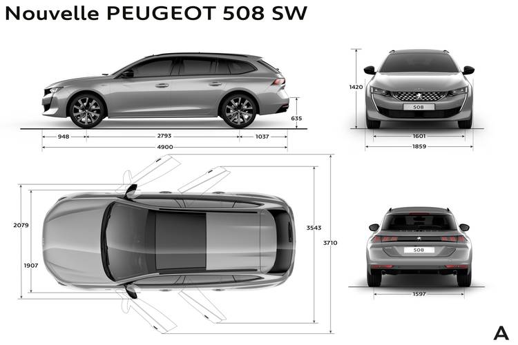 Fiches techniques, spécifications et dimensions Peugeot 508 SW 2019