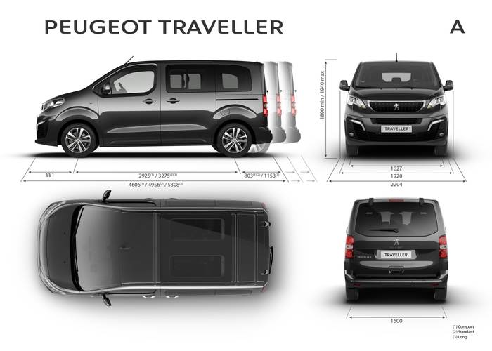 Technische Daten und Abmessungen Peugeot Traveller 2016