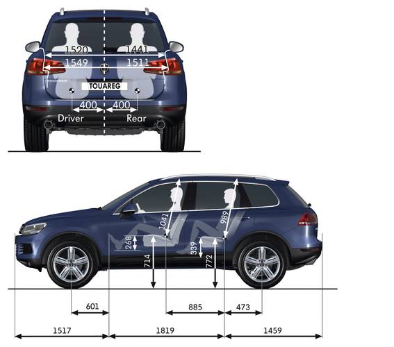 Volkswagen VW Touareg 7P 2012 rozměry