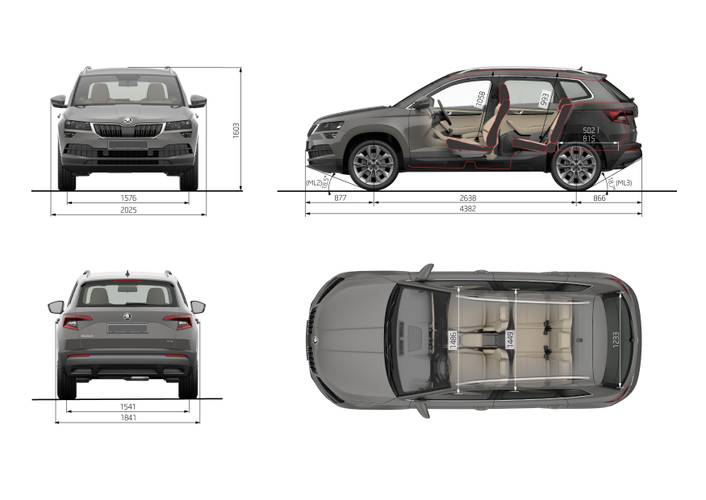 Škoda Karoq NU7 2018 VarioFlex rozměry