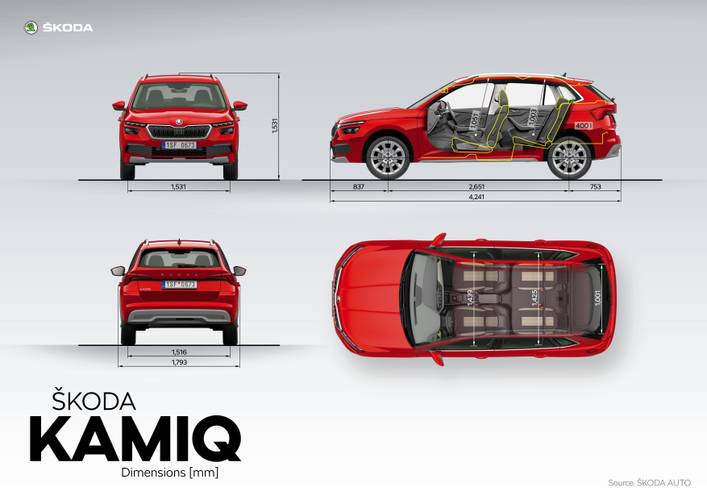 Škoda Kamiq NW4 2020 dimensions