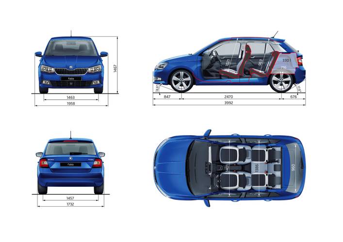 Technical data, specifications and dimensions Škoda Fabia NJ3 2014