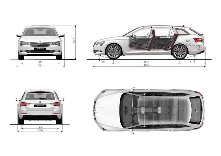 Škoda Superb B8 3V5 2015 dimensions